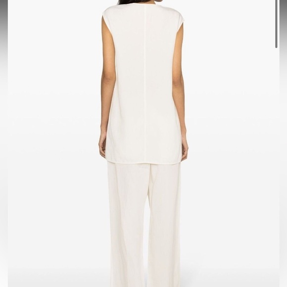 Totême Fluid V-Neck Top Tunic Off White pockets sleeveless toteme - Picture 3 of 9